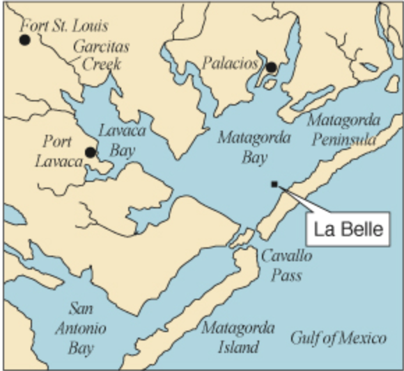 Map of the site of La Belle in Matagorda Bay
